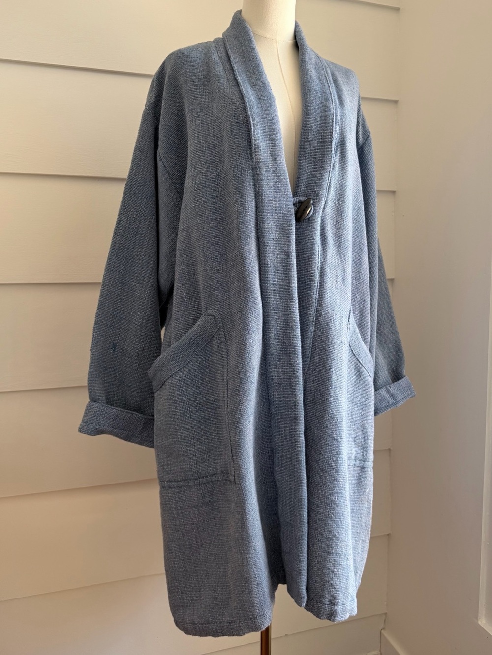 Vintage Cheppu Coat Made in Nepal Woven Cotton Coat Free Size - Picture 3 of 11